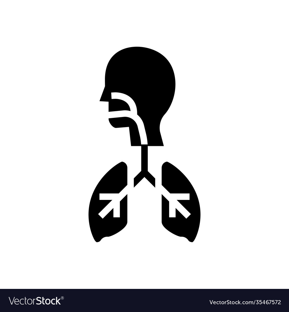 Healthy lungs glyph icon Royalty Free Vector Image