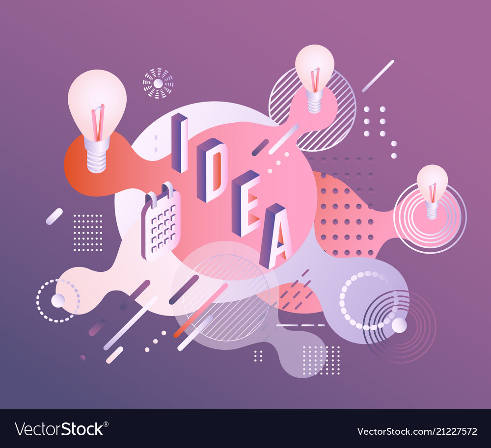 idea word isometric design volumetric letters vector image idea word