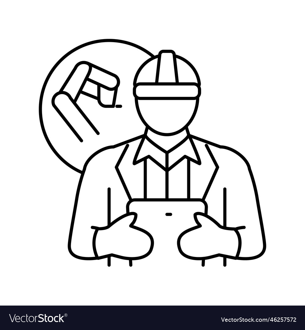 Industrial engineer worker line icon