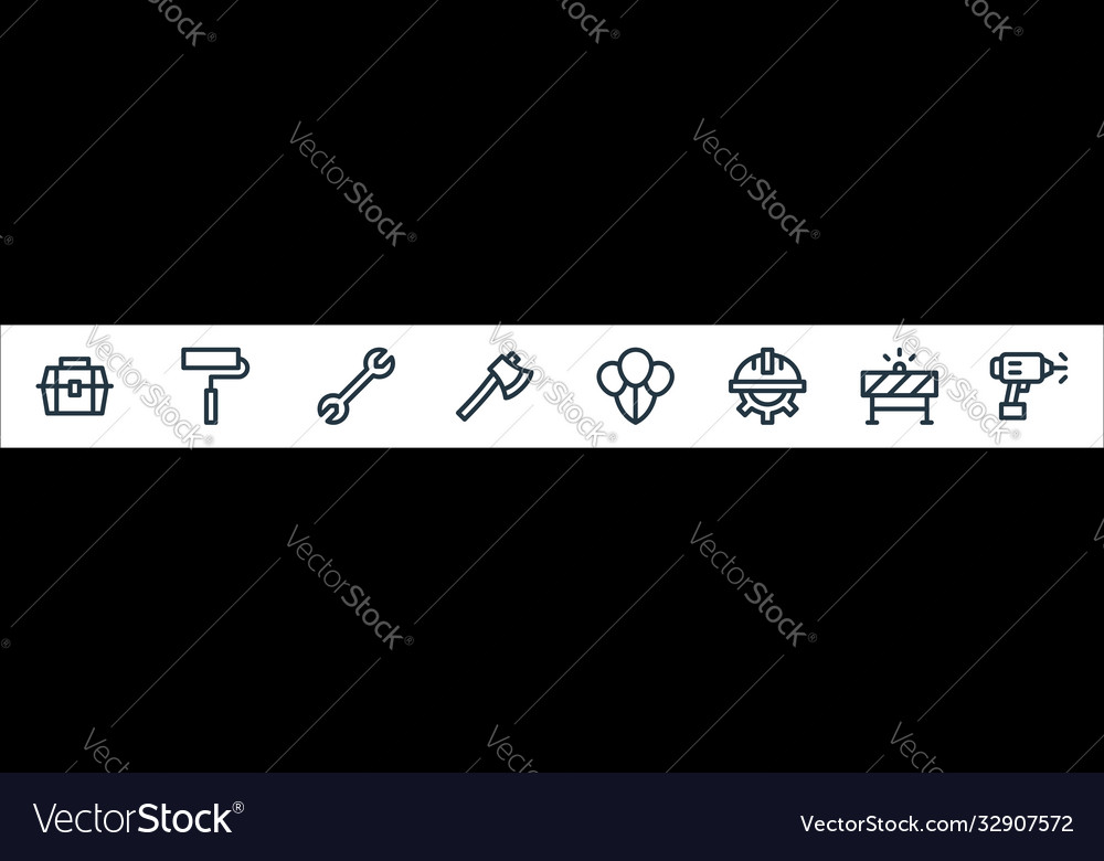 Labour day line icons linear set quality vector image Labour day line icons linear set quality