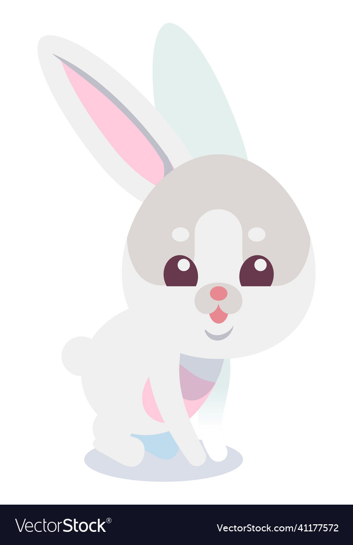 Little white rabbit cute cartoon bunny character Vector Image