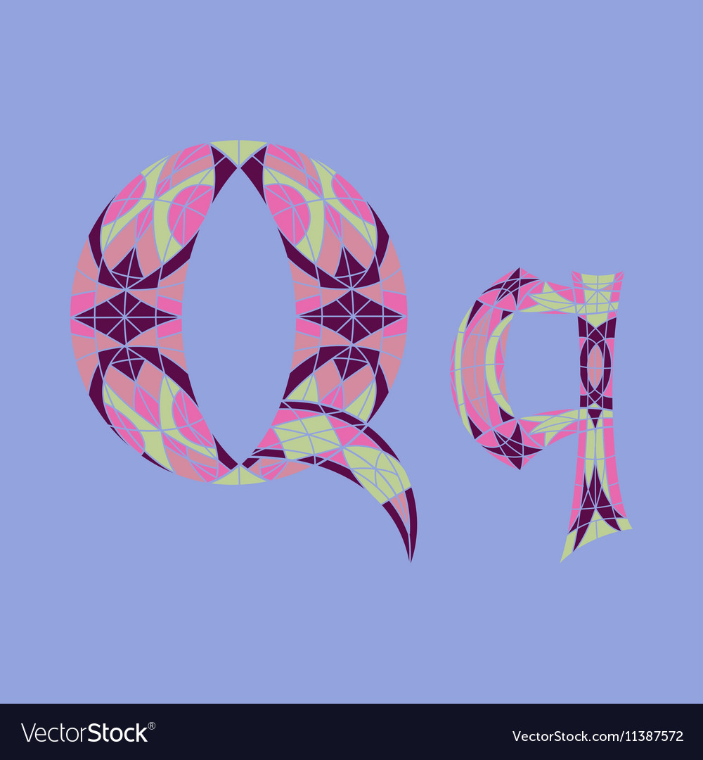 Low poly letter q in colored mosaic polygon