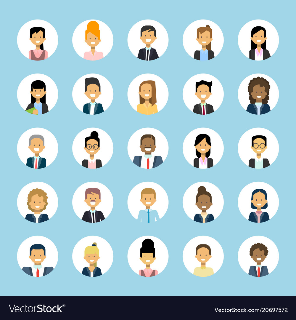 Man and woman avatars set businessman Royalty Free Vector