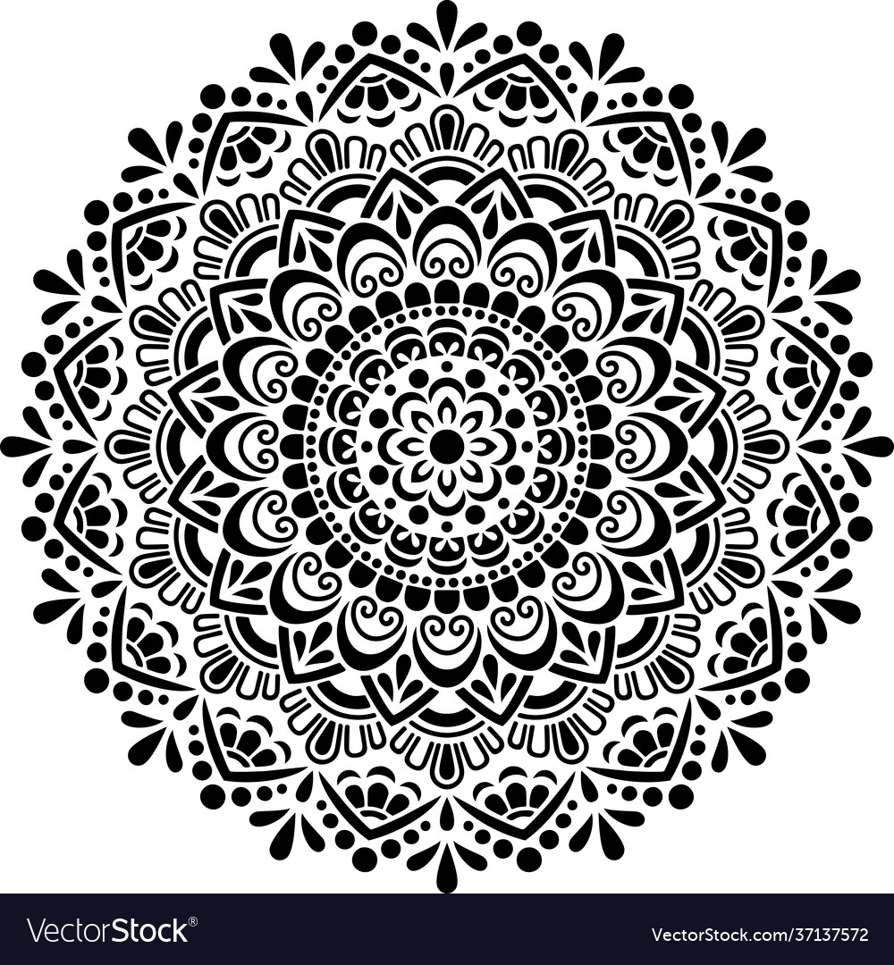 Mandala pattern stencil doodles sketch good mood Vector Image