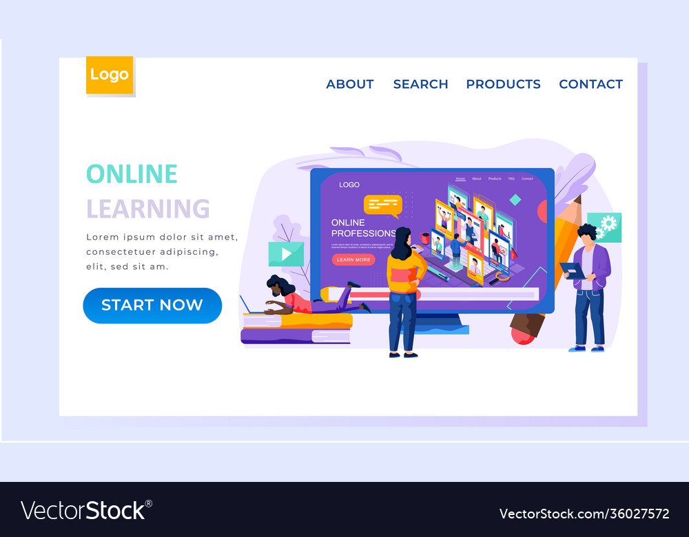 Online learning landing page template choosing Vector Image