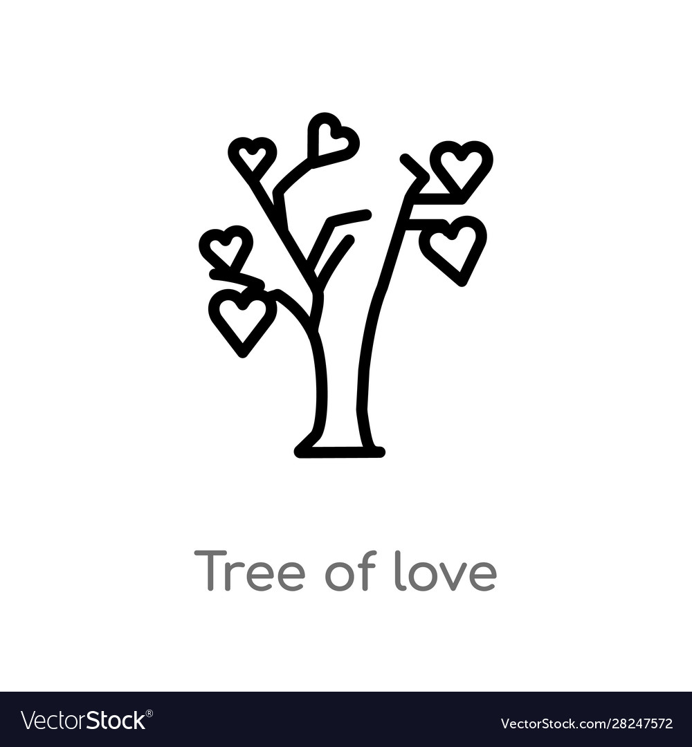 Outline tree love icon isolated black simple