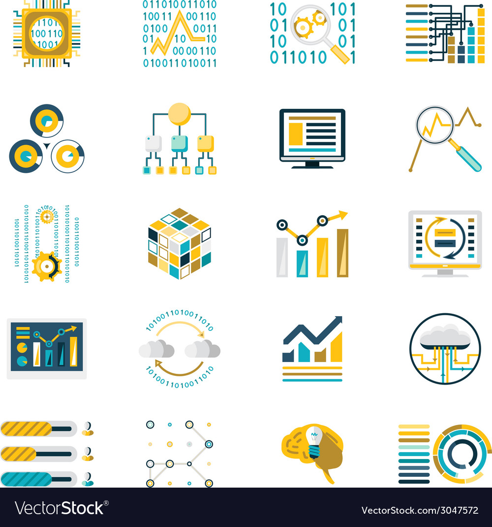 processing-storage-of-large-data-volume-icons-vector-image