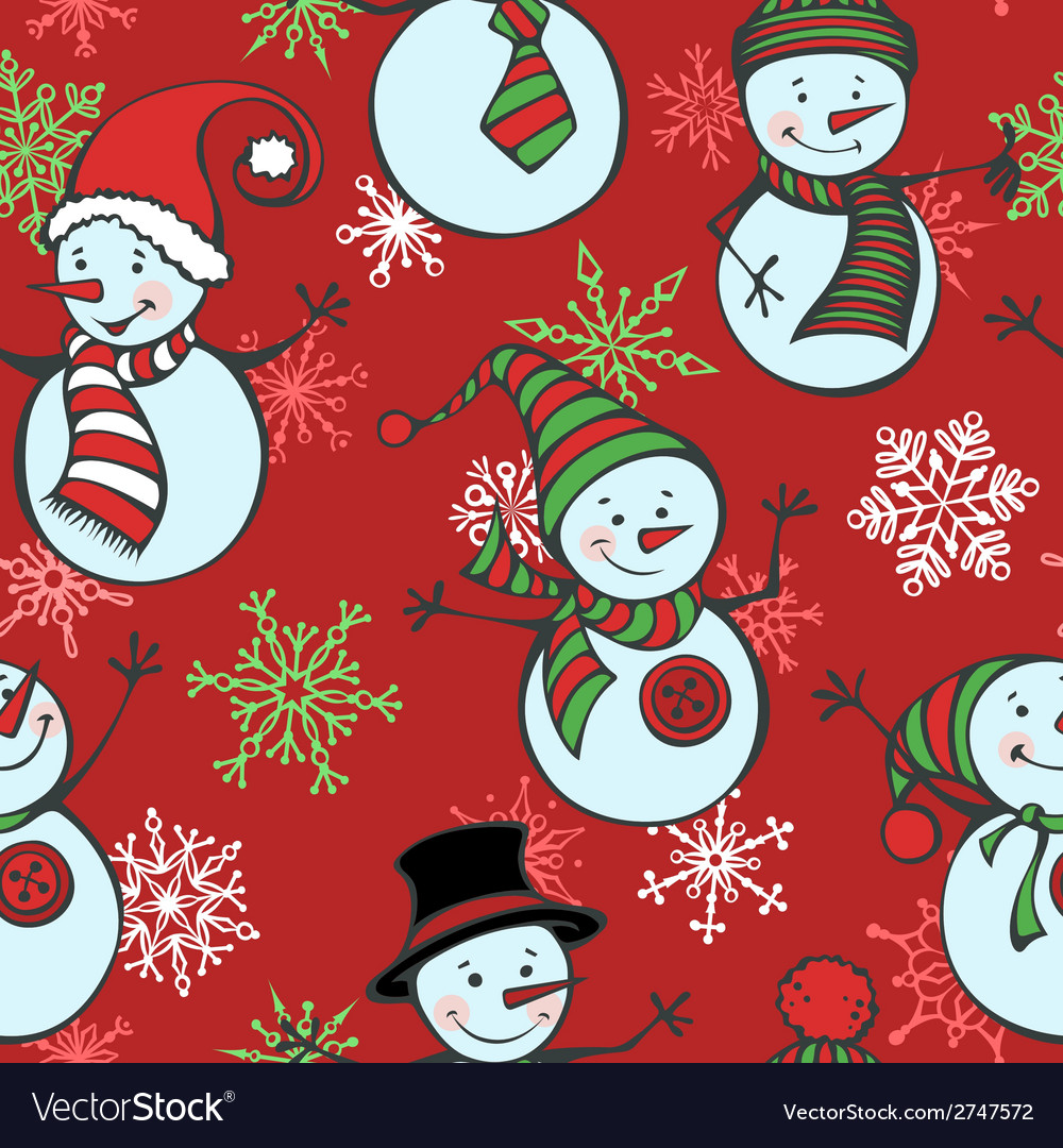 Seamless christmas pattern with snowmen