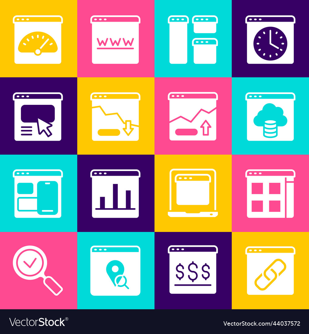 Set browser window files cloud technology data vector image Set browser window files cloud technology data