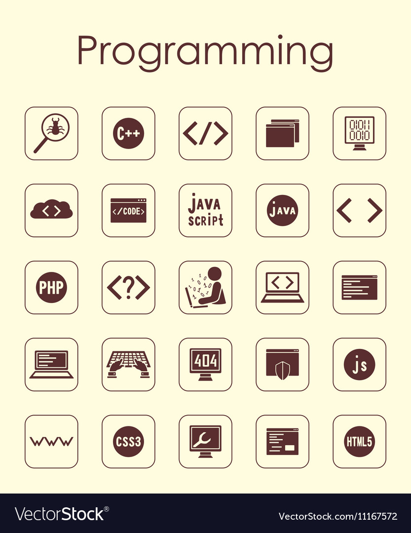 Set of programming simple icons