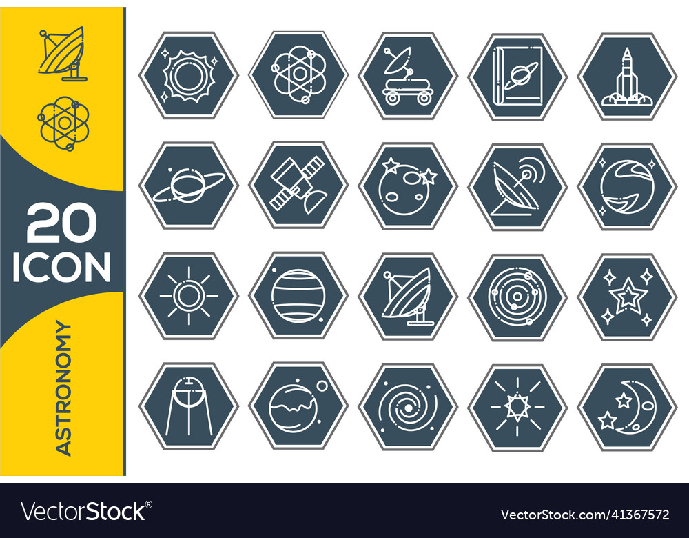 Set of space icon in outline style for web Vector Image Set of space icon in outline style for web