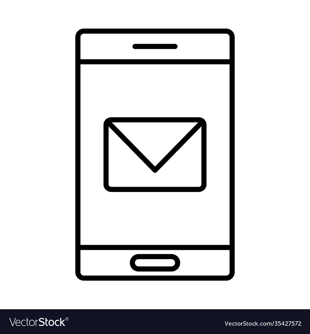 Smartphone device with envelope line style icon