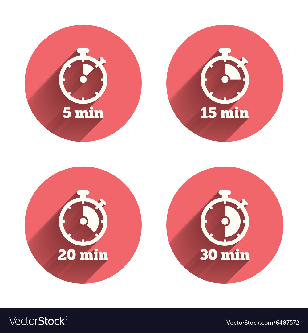 timer icons five minutes stopwatch symbol vector image