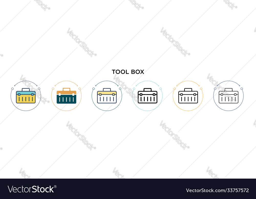 Tool box icon in filled thin line outline