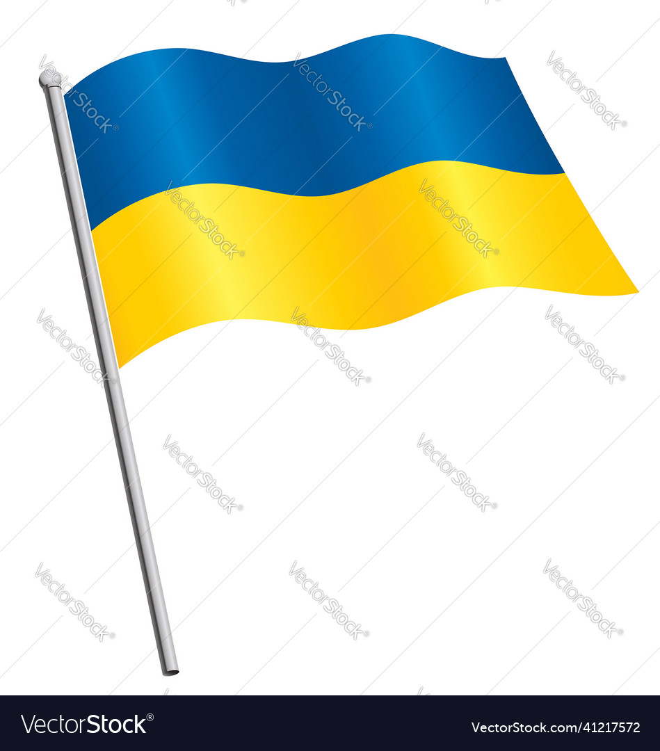 Ukraine flag flying on flagpole Royalty Free Vector Image