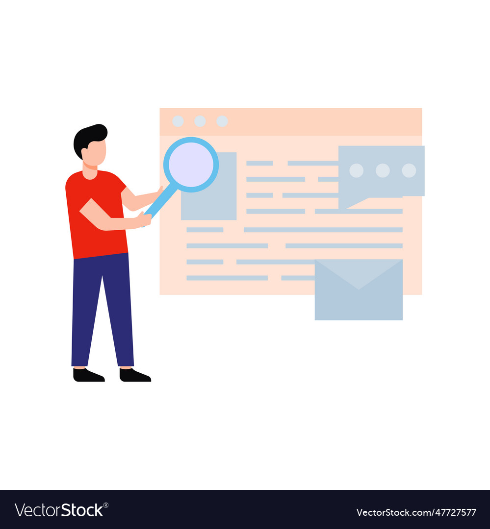 A boy is searching for content on web page