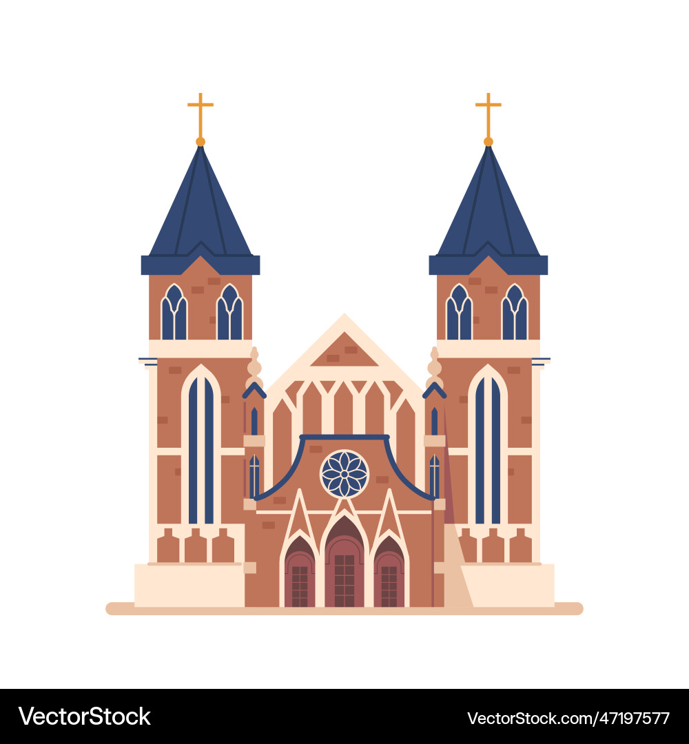 Catholic church building tall majestic structure Vector Image