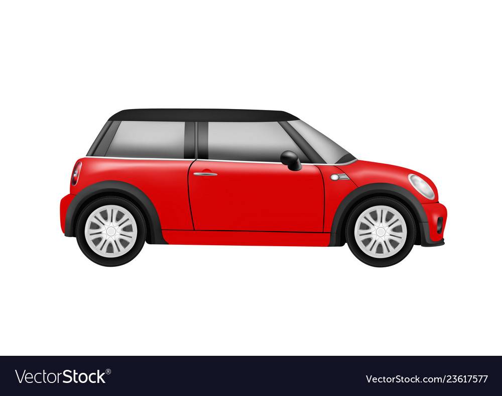 Compact car in on white background