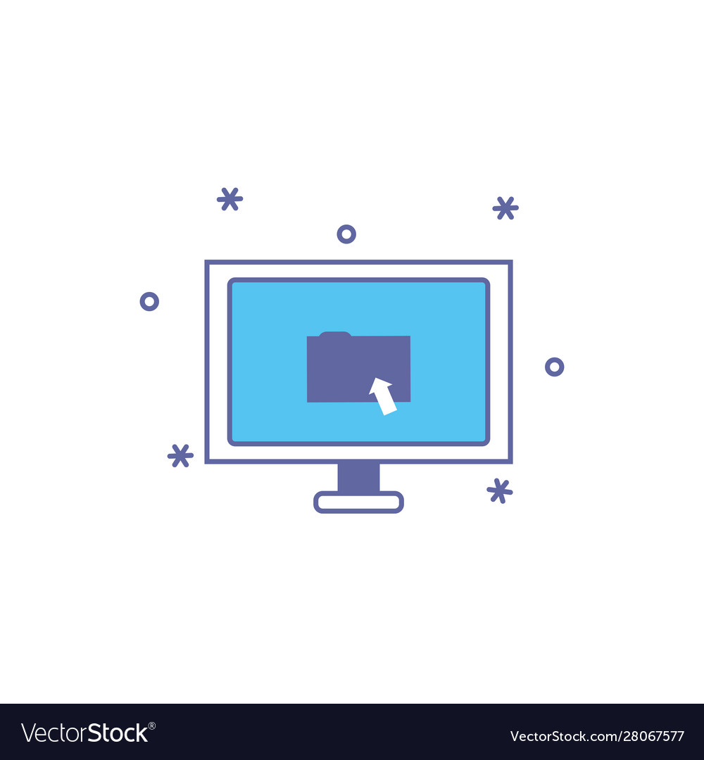Computer with folder fill style icon