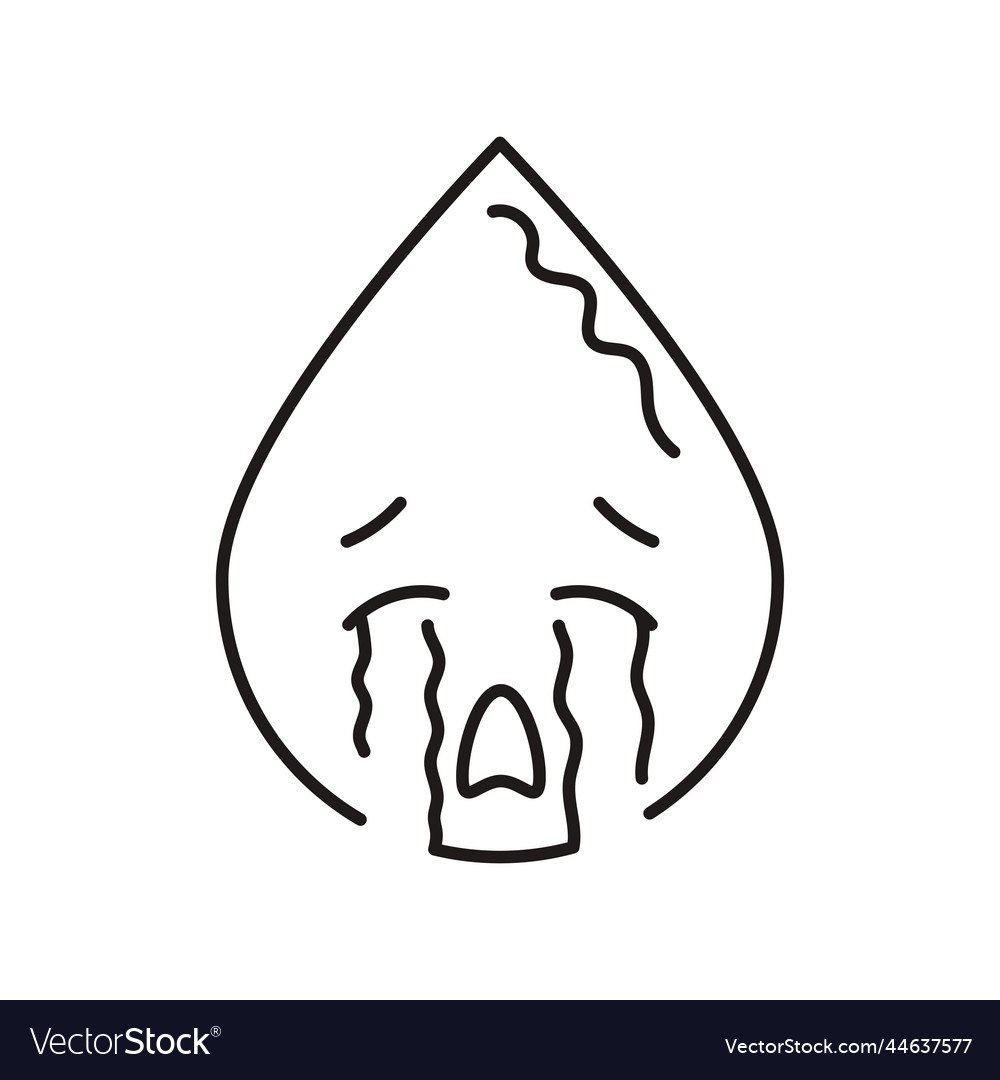 Crying blue character in the shape of a drop color Vector Image Crying blue character in the shape of a drop color
