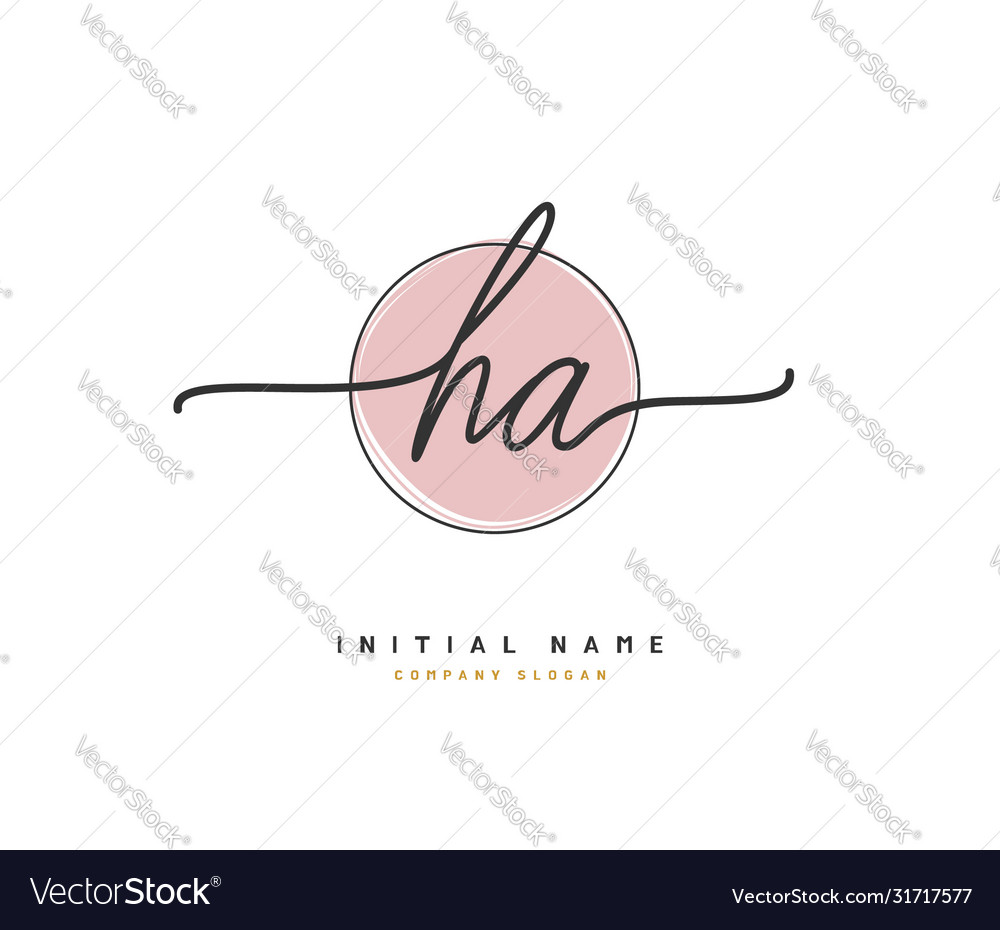 H a ha beauty initial logo handwriting