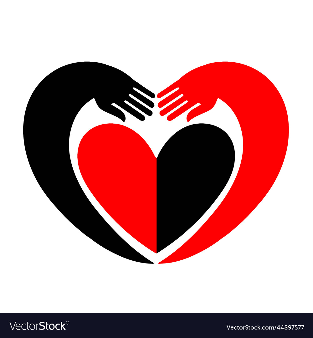 Hands embracing a heart original icon with black Vector Image