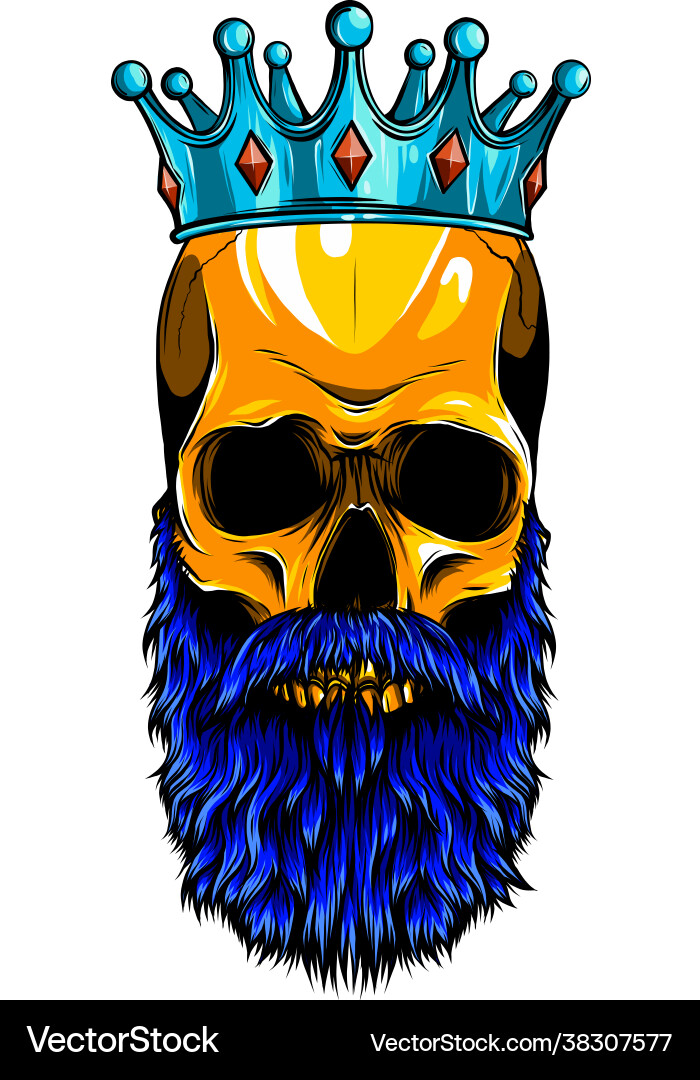 King skull with beard Royalty Free Vector Image