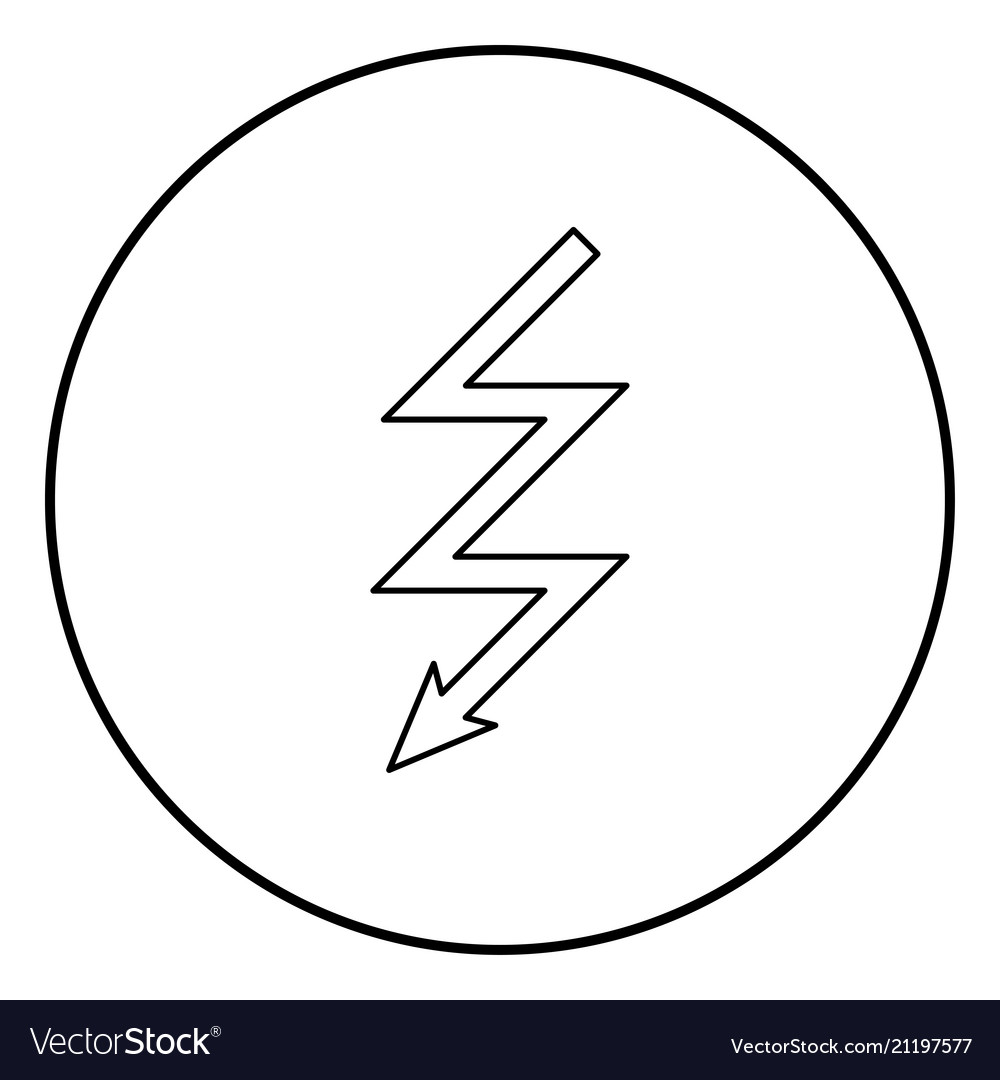 Lightning icon black color in circle round