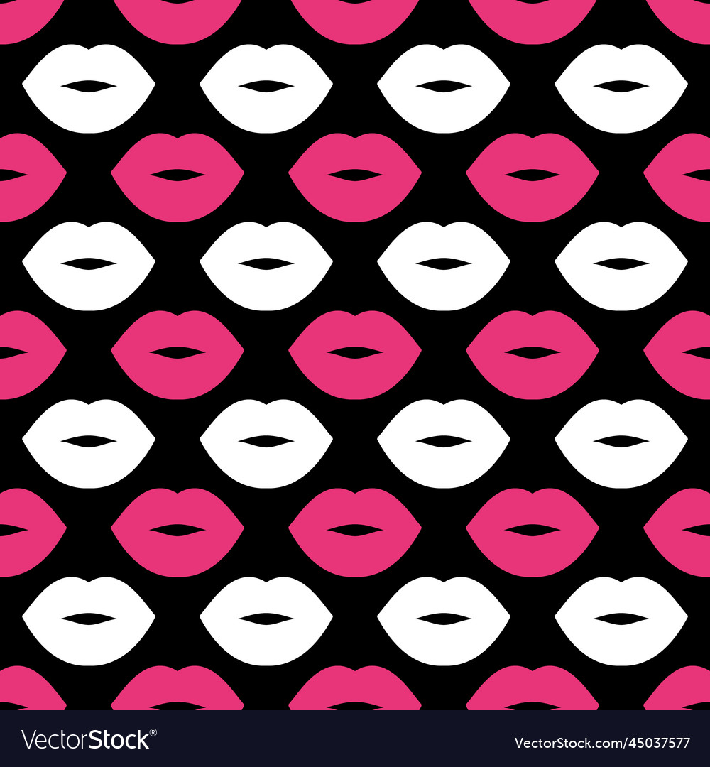 Lips seamless pattern with white