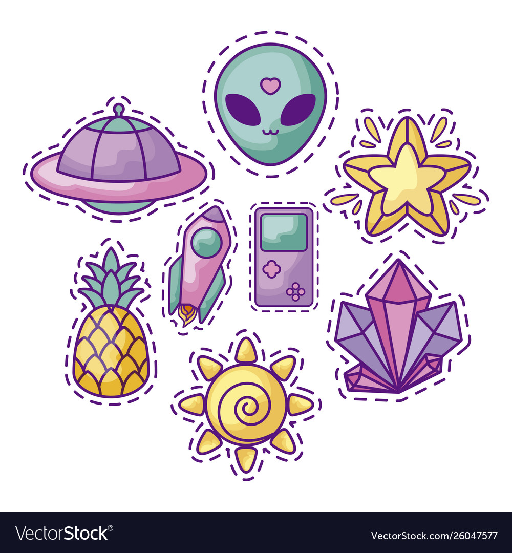 Patch unidentified flying object and set Vector Image Patch unidentified flying object and set