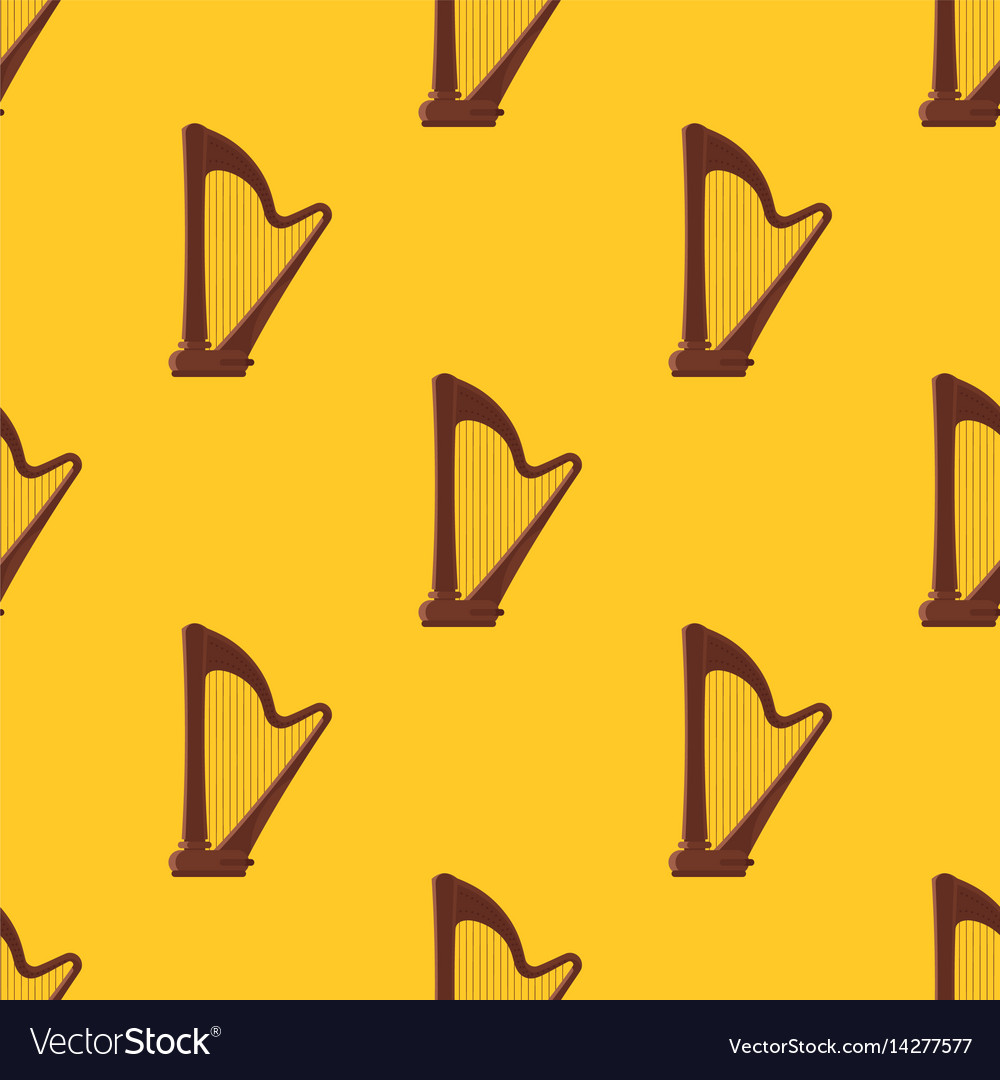 Pattern with antique musical instrument harp