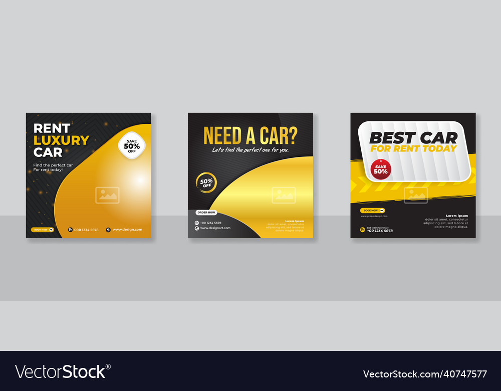 Rent a car banner for social media post template vector image Rent a car banner for social media post template