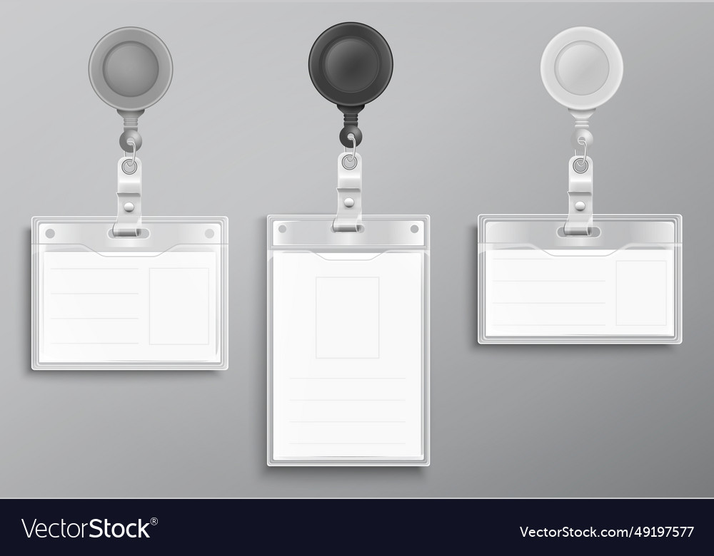 Set of realistic blank office id cards Royalty Free Vector