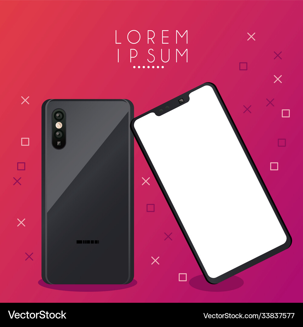 Two mockup smartphones devices icons Royalty Free Vector