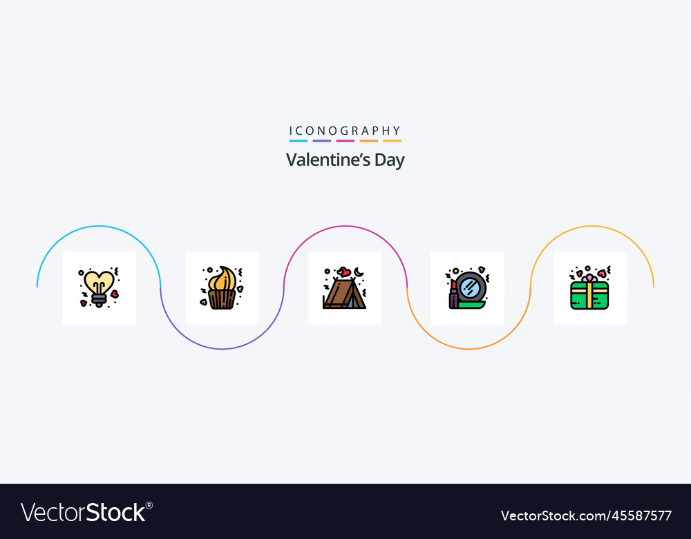 Valentines day line filled flat 5 icon pack