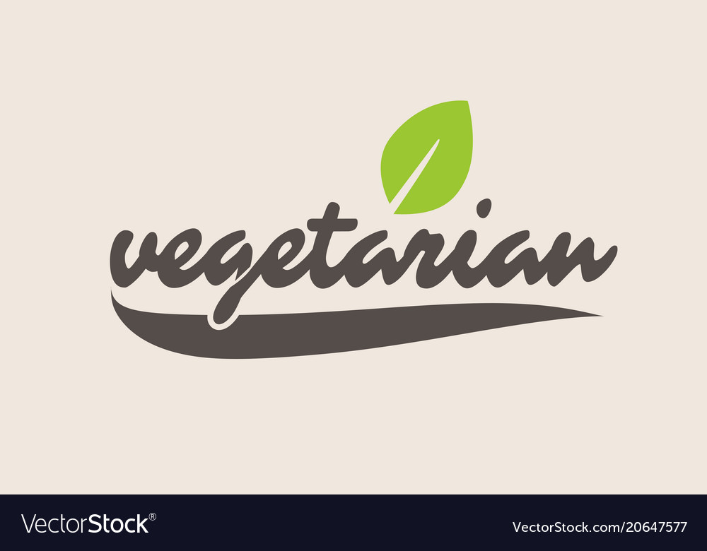 Vegetarian word or text with green leaf Royalty Free Vector