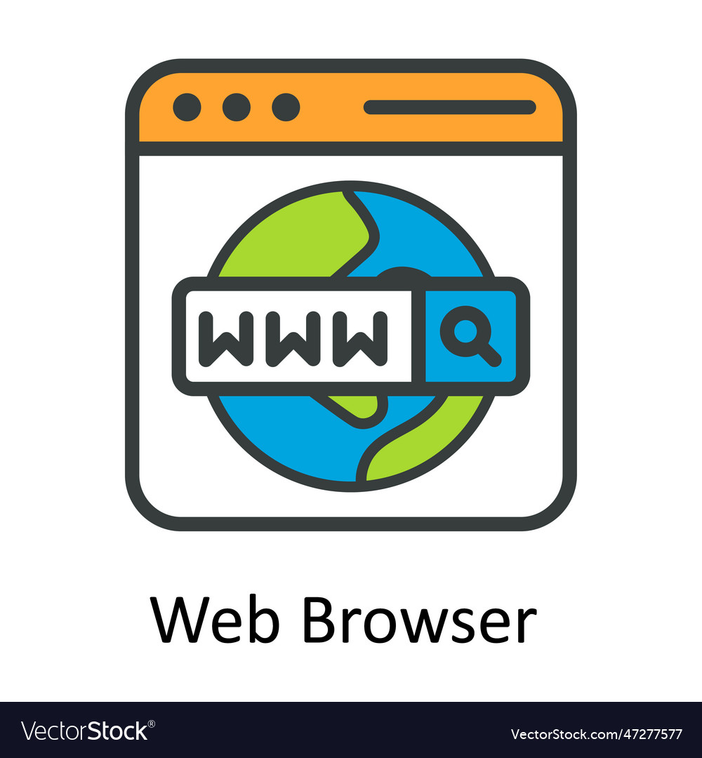 Web browser fill outline icon design illus