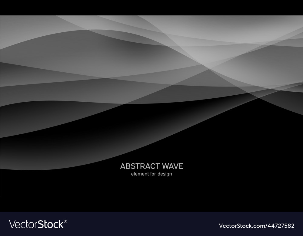 Abstract black background with smooth gray lines Vector Image Abstract black background with smooth gray lines