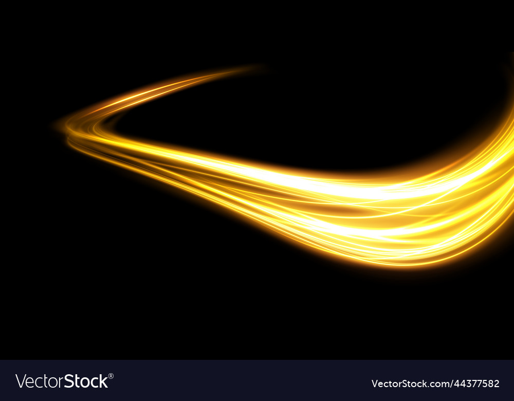 Abstract light lines of motion and speed in golden