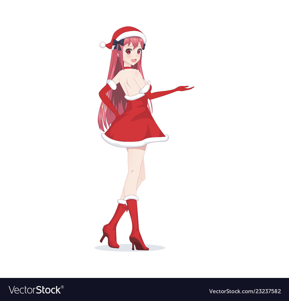 Anime manga girl dressed in santa claus costume vector image Anime manga girl dressed in santa claus costume