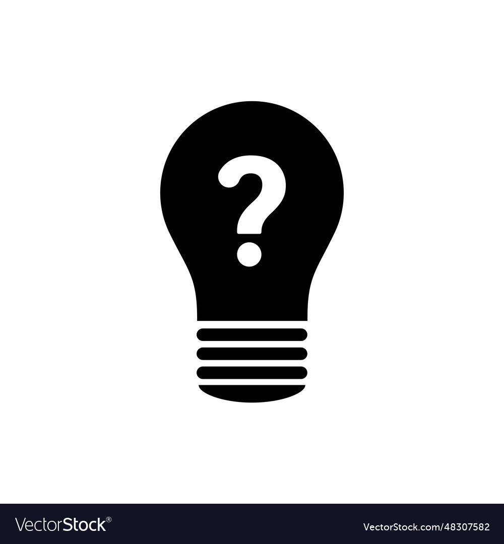 Bulb lamp with question mark inside - hint symbol vector image Bulb lamp with question mark inside - hint symbol