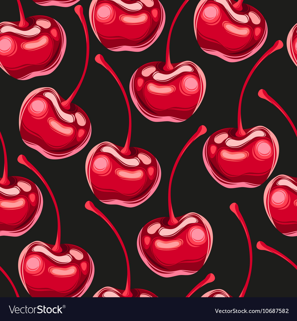Cherries fruit seamless pattern Royalty Free Vector Image