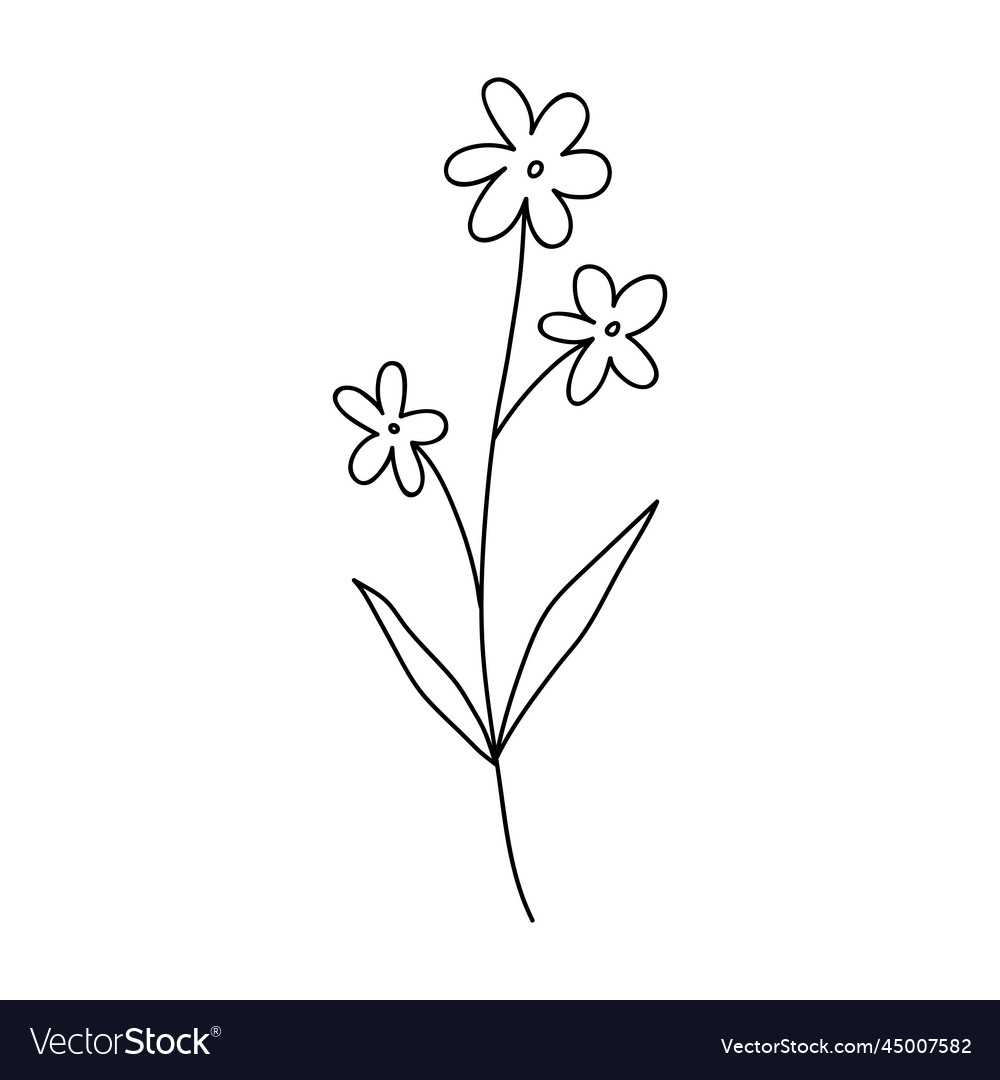 Cute doodle flower isolated on white background