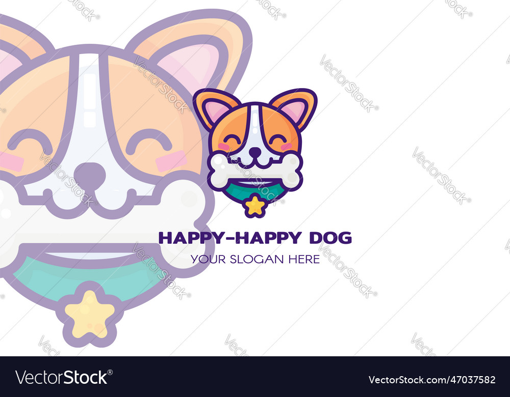 Dog holding bone logo outline promo symbol