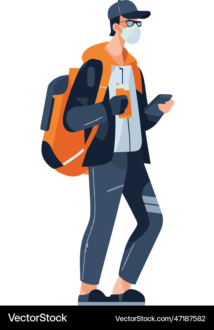 Man walking with backpack Royalty Free Vector Image