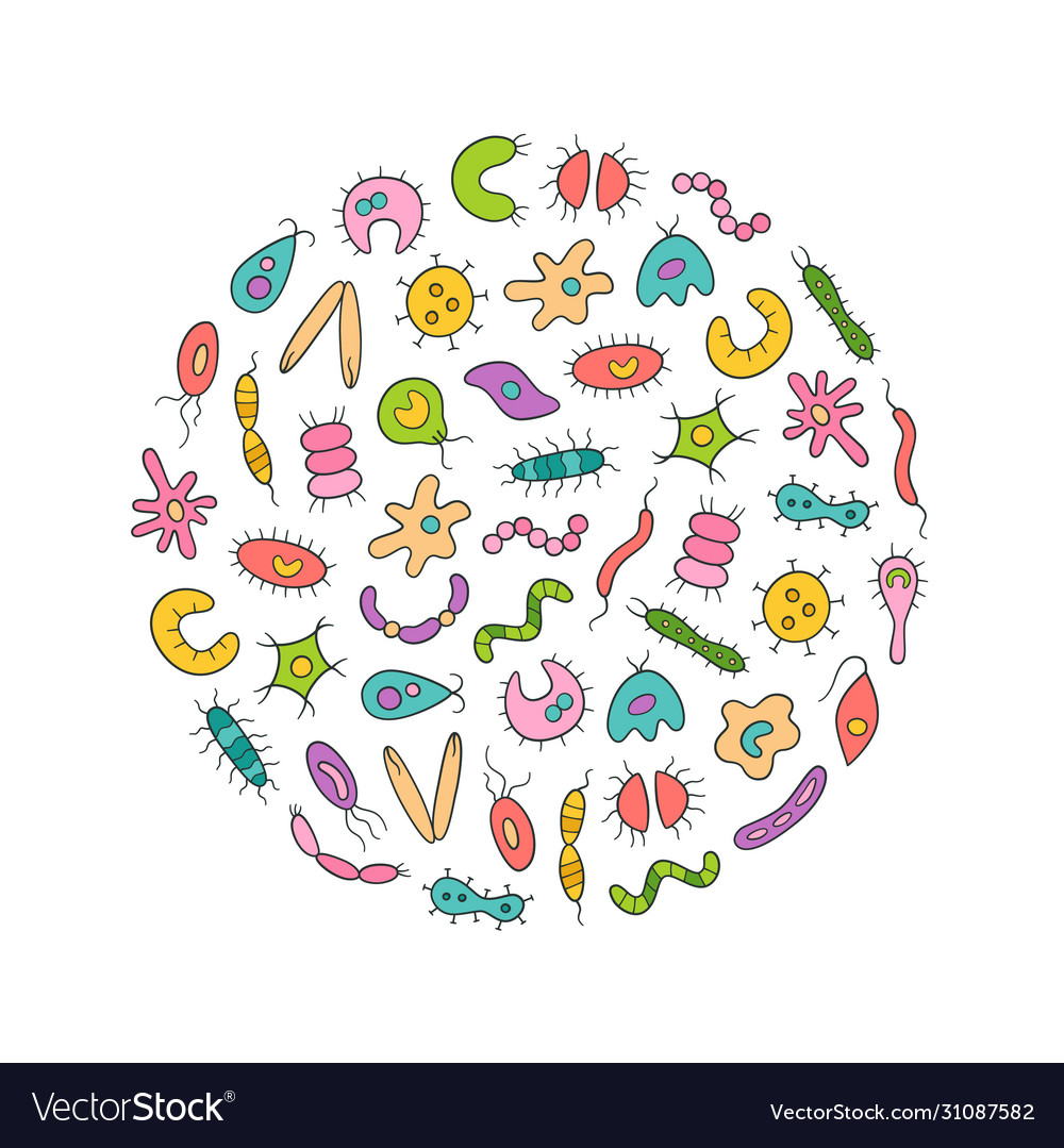 Microbes virus bacterias and pathogen icons