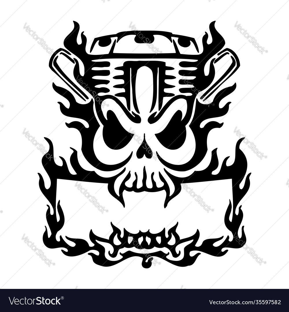 Motorcycle Logo - Chrome Skull Emblem