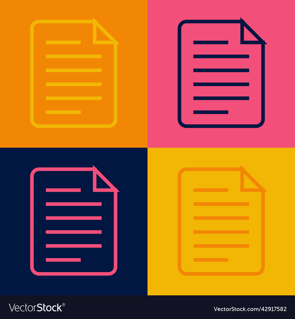 Pop art line file document icon isolated on color vector image Pop art line file document icon isolated on color
