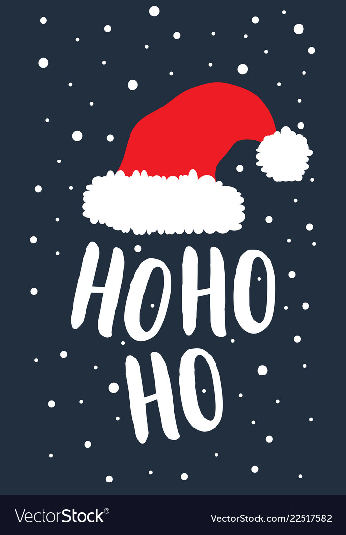 Santa Claus Red Hat With Text Ho Ho Ho Royalty Free Vector