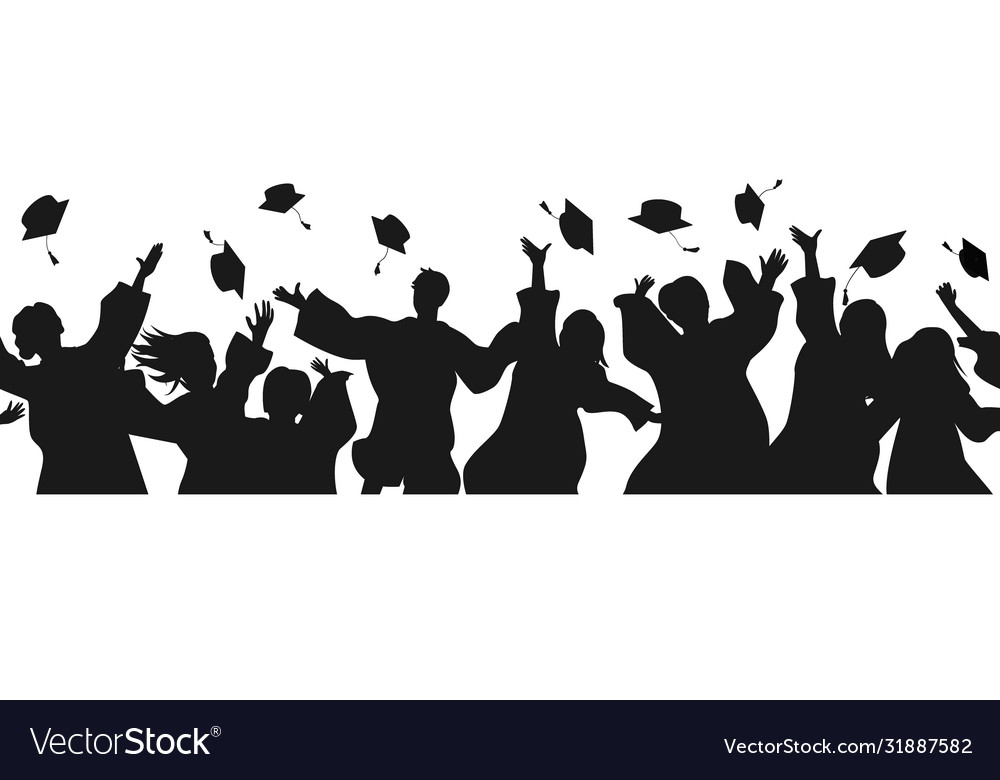 Seamless border with graduate students Royalty Free Vector